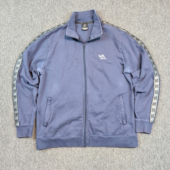 RVCA Y2K Track Jacket Medium Blue Cotton Logo Tape Streetwear Skate Athleisure — photo 2